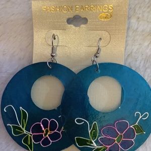 Blue Flower Shell Earrings
